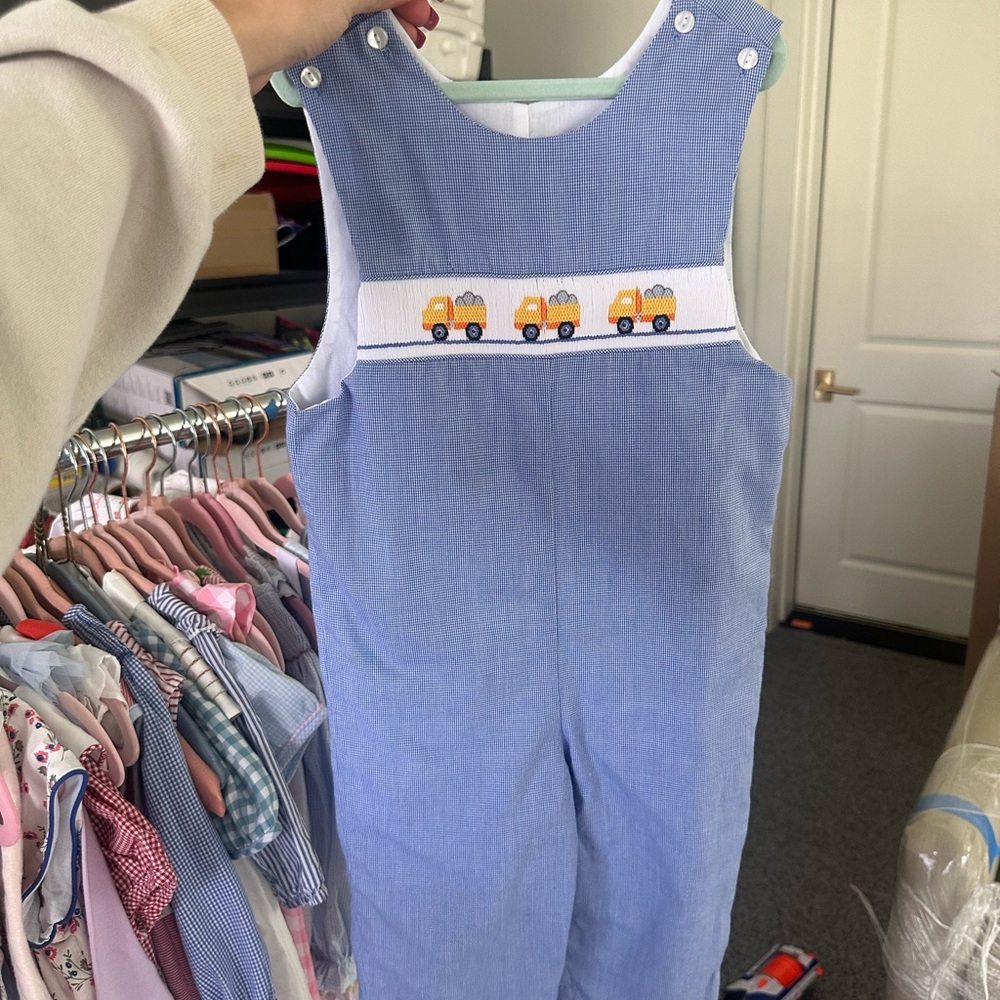 Blue Kids Onsie Embroidered with Truck Design